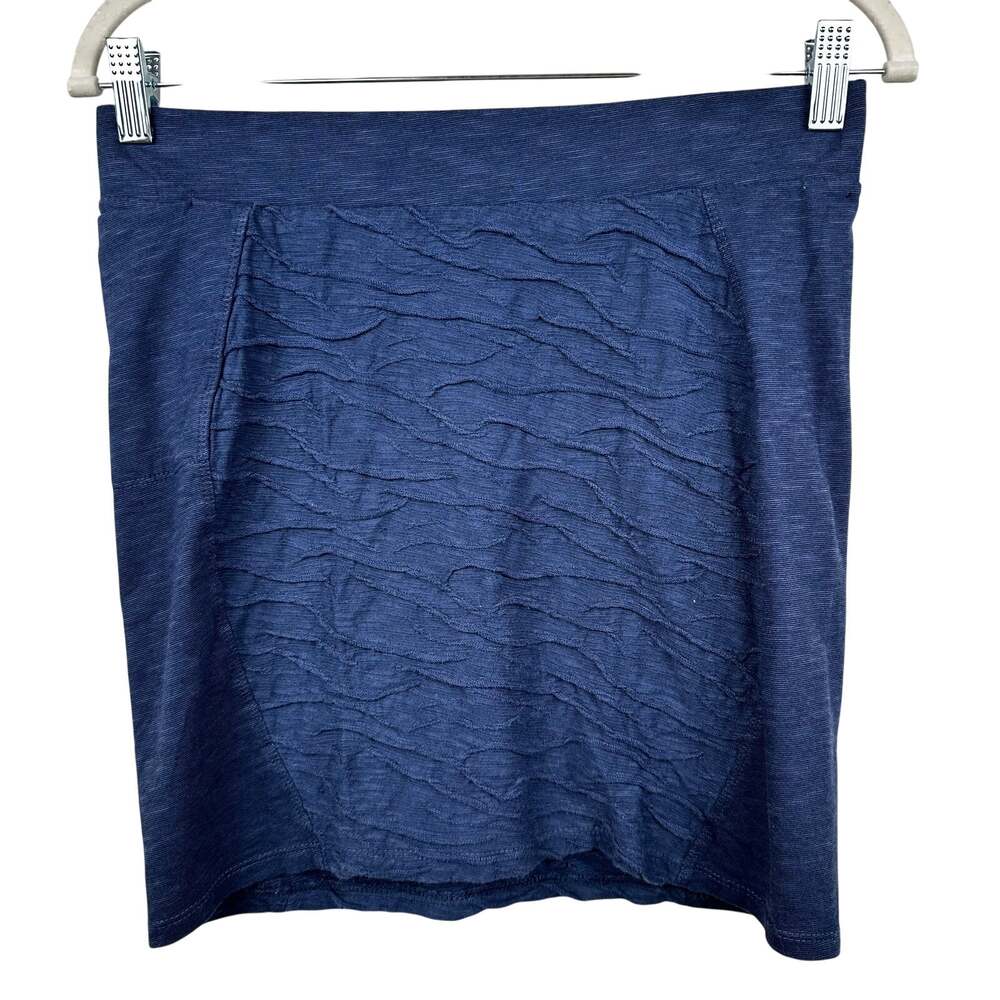 Toad & Co Sama Sama Skirt Navy Sm Pocket Textured Organic Cotton Outdoor Active